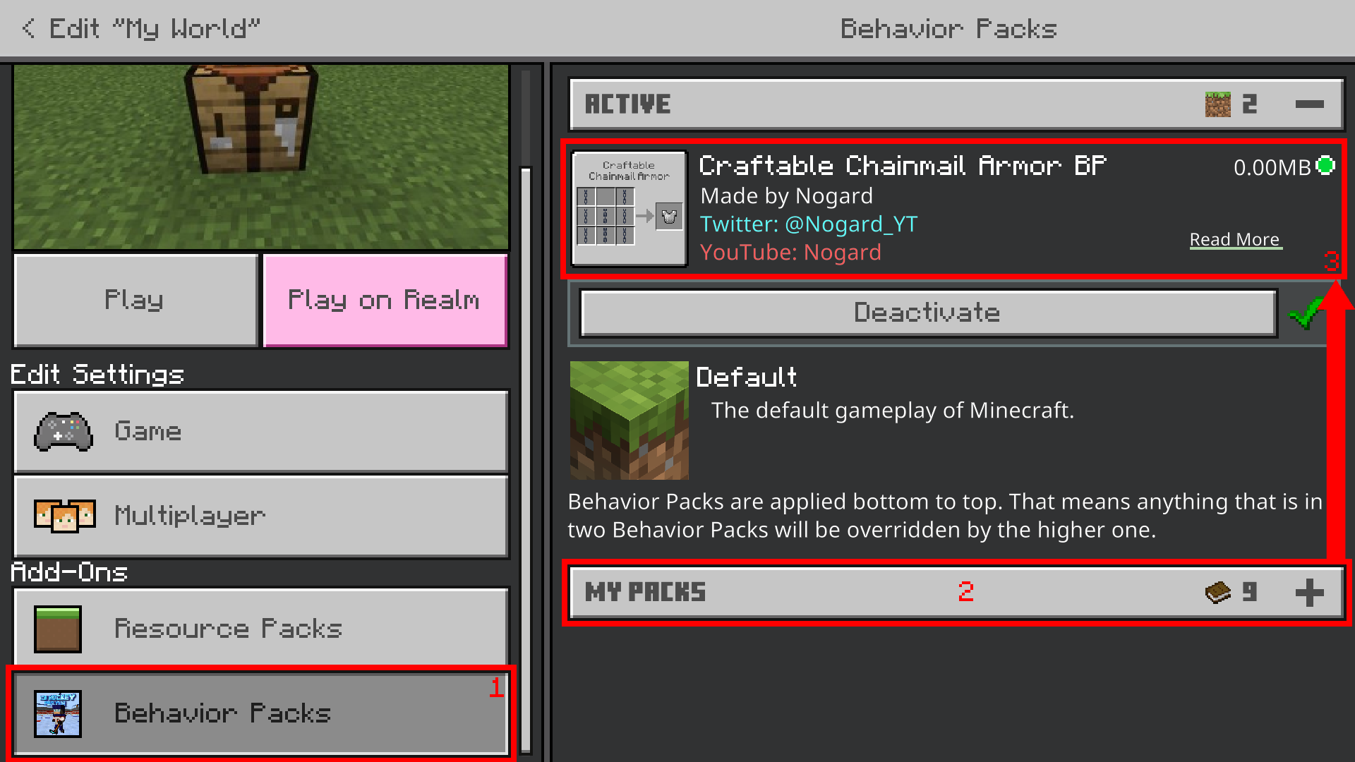 Pack installation