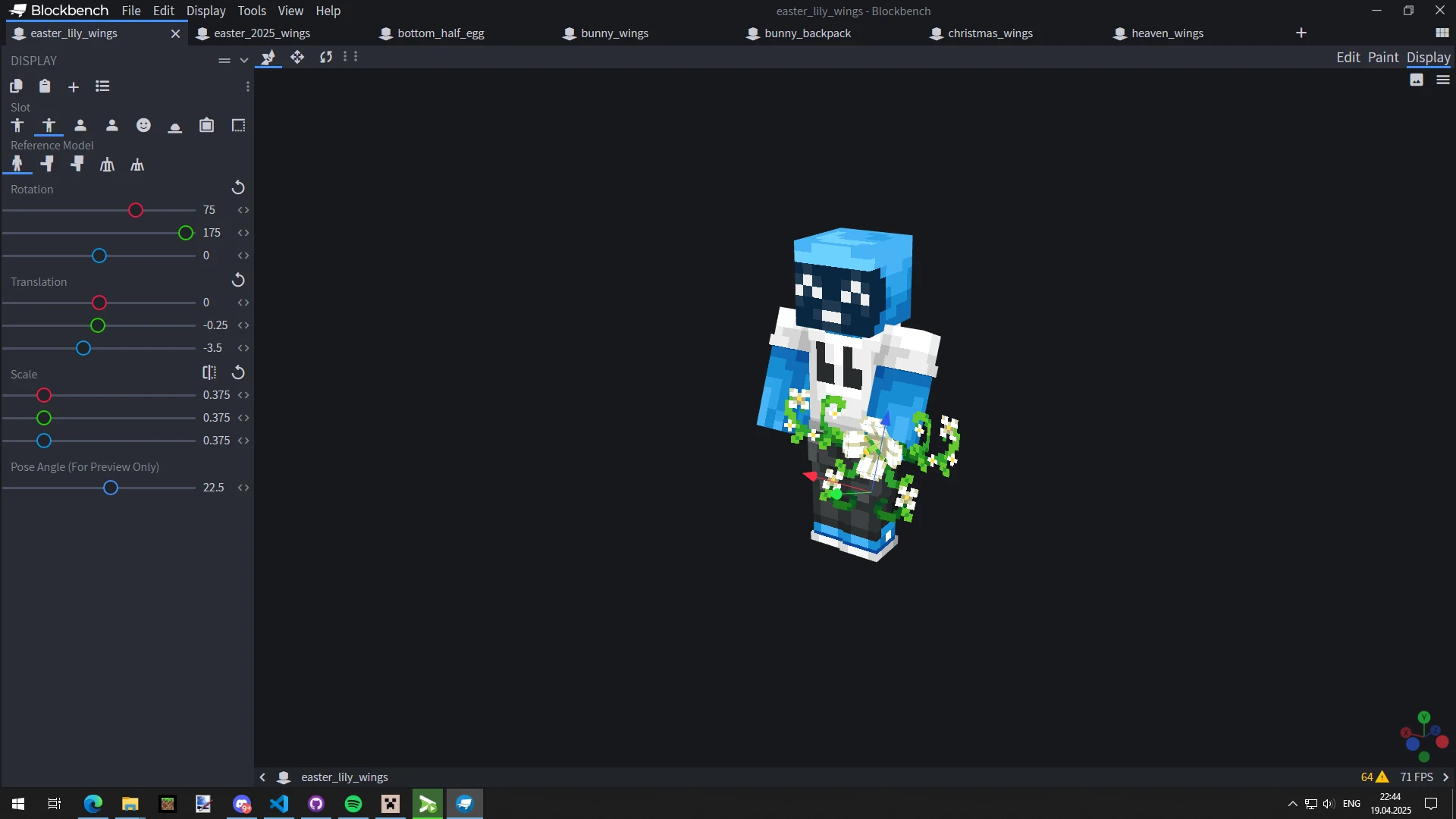 Changing display properties and adjusting models in Blockbench