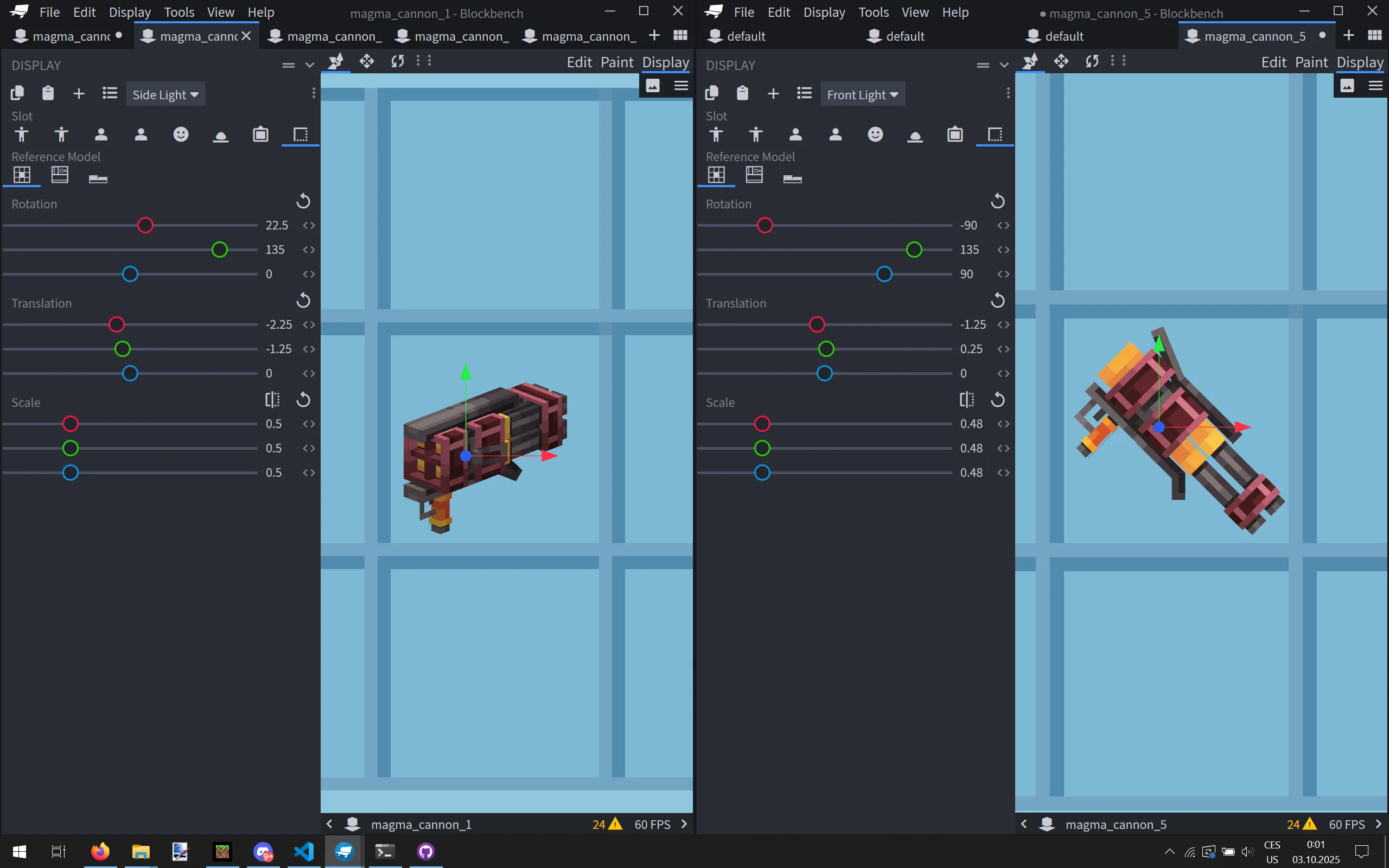 Changing display properties and adjusting models in Blockbench