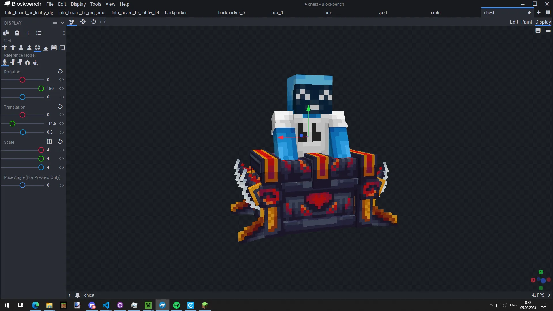 Changing display properties and adjusting models in Blockbench