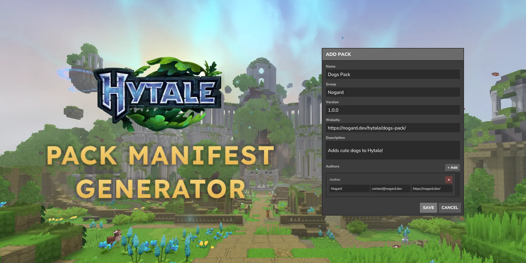 Hytale Pack Manifest Generator